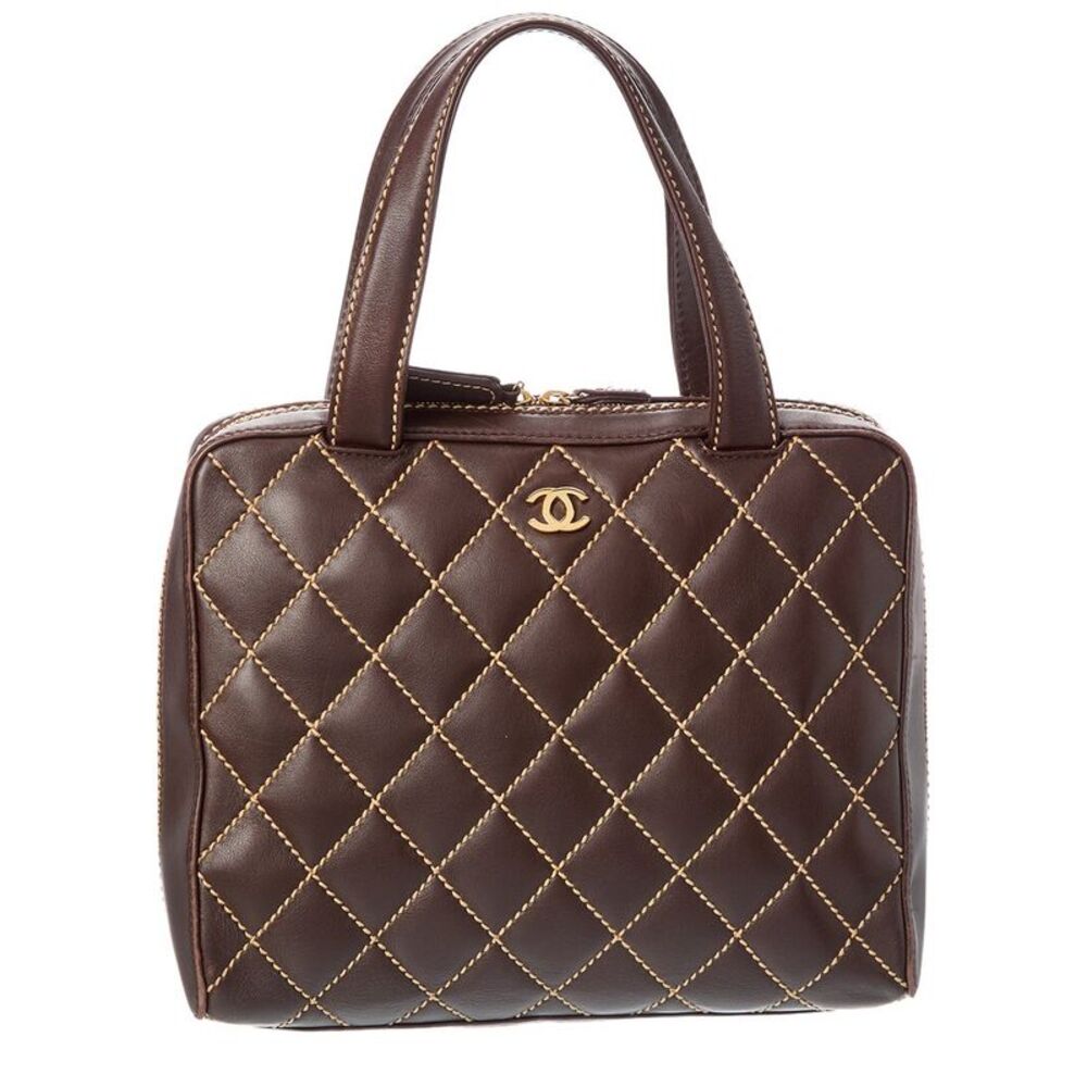 Chanel Brown Quilted Leather Wild Stitch Handbag (Authentic Pre-Loved)